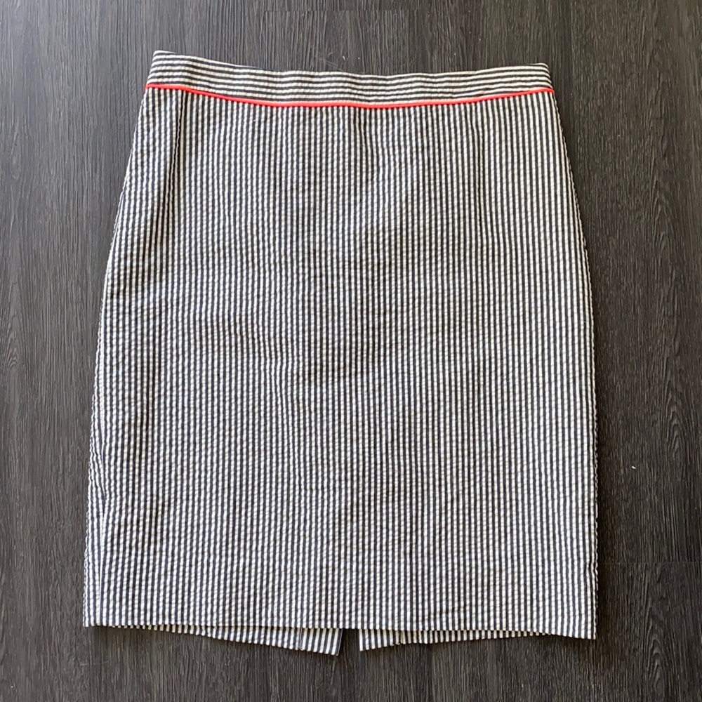 J.Crew Seersucker Pencil Skirt, Navy & Pink, Sz 6